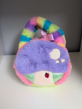 💜2/$20💜 Aurora Plush Purse/Bag 8" Green Purple Pink Soft Fuzzy Carrier Bag